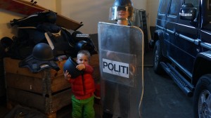 Brendan and Jakob at the police station in Skien, Norway.